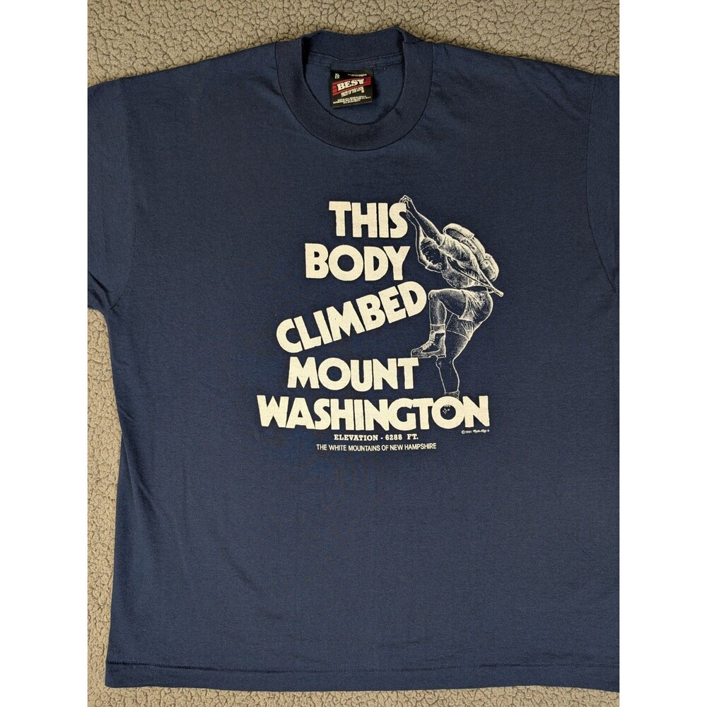 Vintage Mens T Shirt 1991 This Body Climbed Mount Washington Single Stitch XL